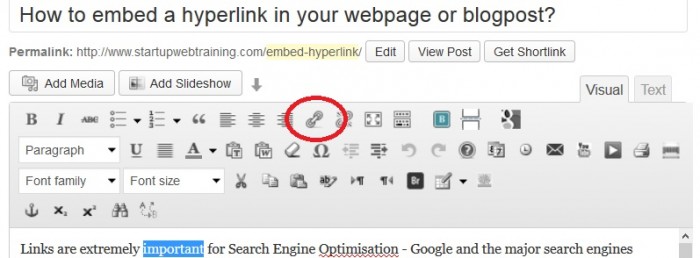 Hyperlink WordPress