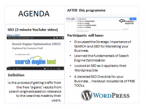 one Day SEO Workshop Agenda delivered by Donncha Hughes