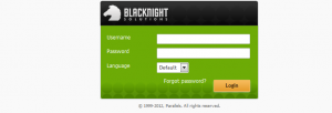 Blacknight login screen