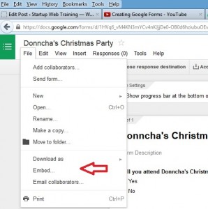 Embed google form Screen One File and Embed