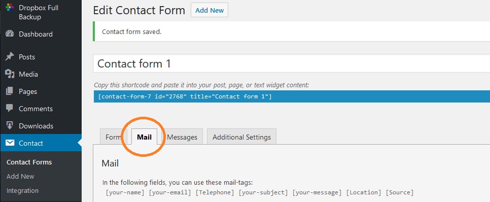 Contact Form 7 Setting 