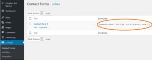 Contact Form ShortCode