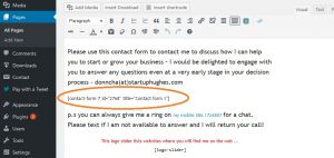 Contact Form ShortCode Example