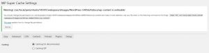 WP Super Cache message