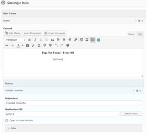 SiteOrigin Hero Widget Configuration