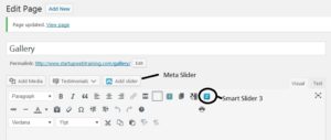 Add Slider WP using Smart Slider 3 or Meta Slider