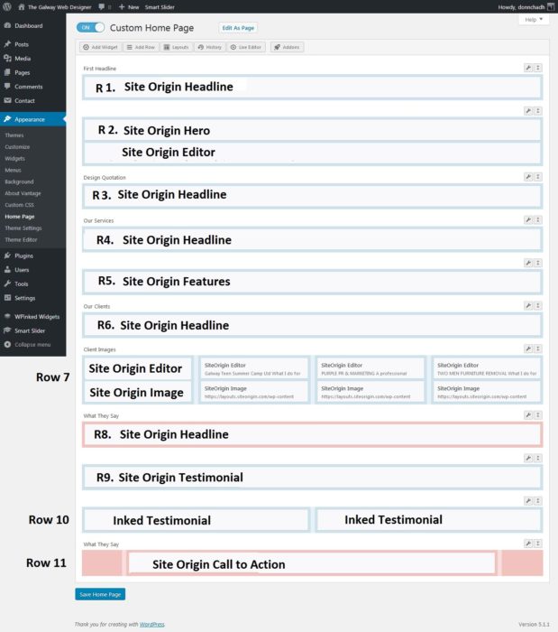 Screenshot Custom Home Page Builder The Galway Web Designer